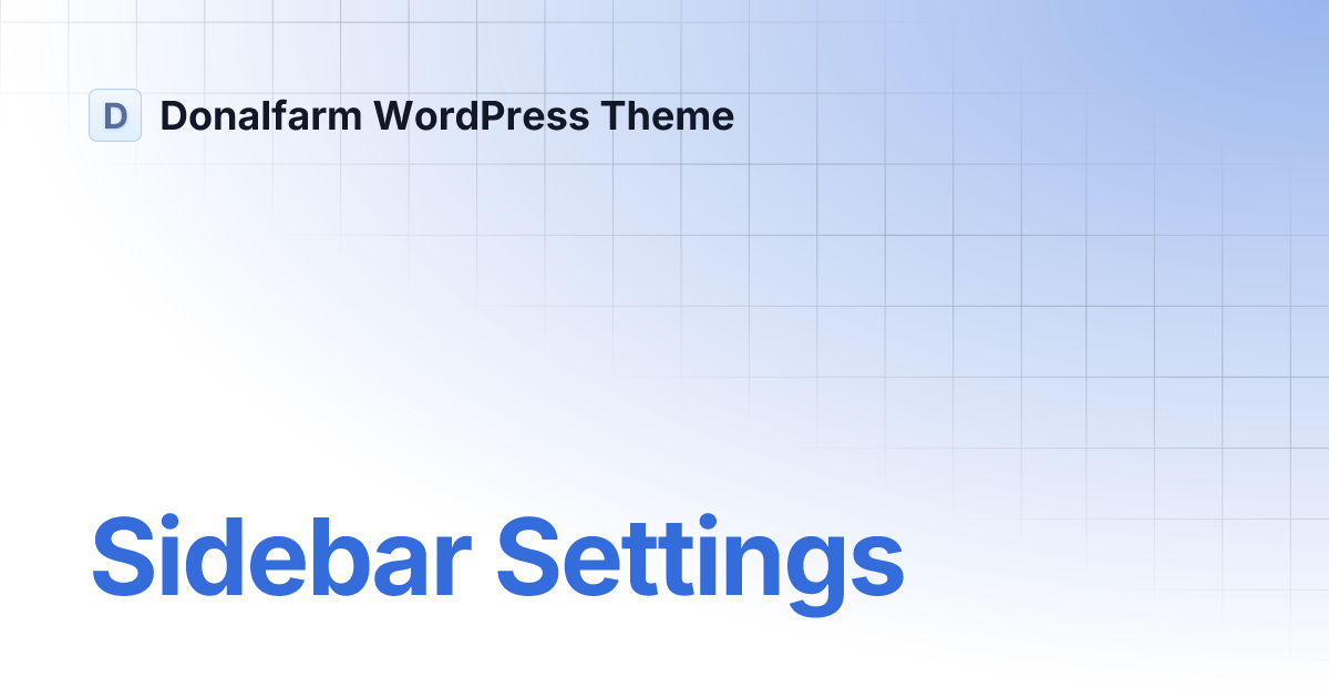 Sidebar Settings Donalfarm WordPress Theme